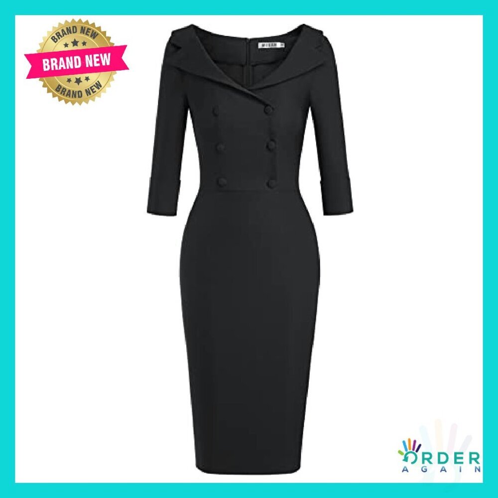 Vintage Sweetheart Neckline Cocktail Dress Retro Elegant Formal Work Party - Picture 2 of 8